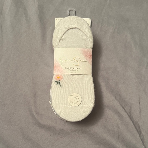 Jessica Simpson White Floral Fashion Liners with Anti Slip Heel - Picture 1 of 6
